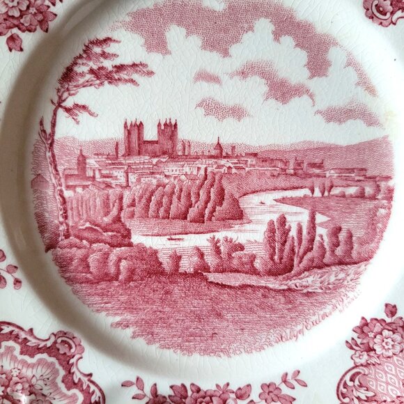 Johnson Bros Old Britain Castles "City of Exiter" Pink Dessert Plate *Crazing - Picture 2 of 7
